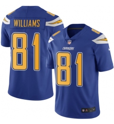 Men's Nike Los Angeles Chargers #12 Mike Williams Limited Electric Blue Rush Vapor Untouchable NFL Jersey