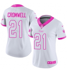 Women's Nike Los Angeles Rams #21 Nolan Cromwell Limited White/Pink Rush Fashion NFL Jersey