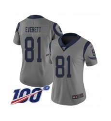 Women's Los Angeles Rams #81 Gerald Everett Limited Gray Inverted Legend 100th Season Football Jersey