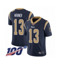 Men's Los Angeles Rams #13 Kurt Warner Navy Blue Team Color Vapor Untouchable Limited Player 100th Season Football Jersey
