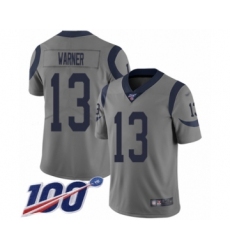 Youth Los Angeles Rams #13 Kurt Warner Limited Gray Inverted Legend 100th Season Football Jersey