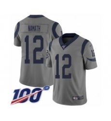 Youth Los Angeles Rams #12 Joe Namath Limited Gray Inverted Legend 100th Season Football Jersey