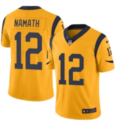 Youth Nike Los Angeles Rams #12 Joe Namath Limited Gold Rush Vapor Untouchable NFL Jersey