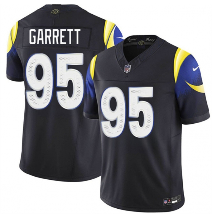 Men's Los Angeles Rams #95 Myles Garrett Black 2025 F.U.S.E. “Rivalries” Vapor Limited Football Stitched Jersey