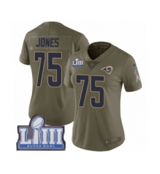 Women's Nike Los Angeles Rams #75 Deacon Jones Limited Olive 2017 Salute to Service Super Bowl LIII Bound NFL Jersey