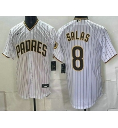 Men's San Diego Padres #8 Ethan Salas White Cool Base Jersey