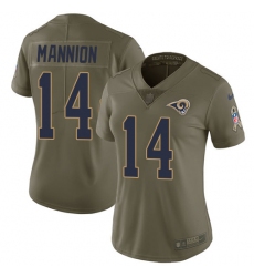 Women's Nike Los Angeles Rams #14 Sean Mannion Limited Olive 2017 Salute to Service NFL Jersey