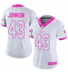Women's Nike Los Angeles Rams #43 John Johnson Limited White/Pink Rush Fashion NFL Jersey