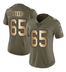 Women's Nike Miami Dolphins #65 Anthony Steen Limited Olive/Gold 2017 Salute to Service NFL Jersey