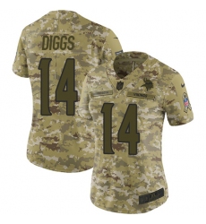 Women's Nike Minnesota Vikings #14 Stefon Diggs Limited Camo 2018 Salute to Service NFL Jersey