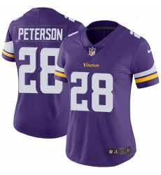 Women's Nike Minnesota Vikings #28 Adrian Peterson Purple Team Color Vapor Untouchable Limited Player NFL Jersey