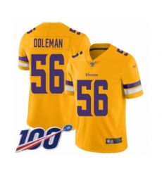 Youth Minnesota Vikings #56 Chris Doleman Limited Gold Inverted Legend 100th Season Football Jersey