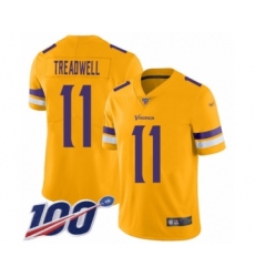Men's Minnesota Vikings #11 Laquon Treadwell Limited Gold Inverted Legend 100th Season Football Jersey