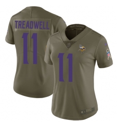 Women's Nike Minnesota Vikings #11 Laquon Treadwell Limited Olive 2017 Salute to Service NFL Jersey