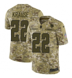 Youth Nike Minnesota Vikings #22 Paul Krause Limited Camo 2018 Salute to Service NFL Jersey