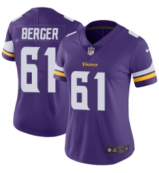 Women's Nike Minnesota Vikings #61 Joe Berger Purple Team Color Vapor Untouchable Limited Player NFL Jersey