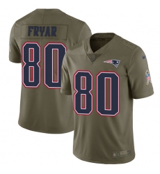 Men's Nike New England Patriots #80 Irving Fryar Limited Olive 2017 Salute to Service NFL Jersey