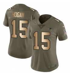 Women's Nike New England Patriots #15 Chris Hogan Limited Olive/Gold 2017 Salute to Service NFL Jersey