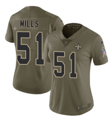 Women's Nike New Orleans Saints #51 Sam Mills Limited Olive 2017 Salute to Service NFL Jersey