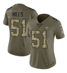 Women's Nike New Orleans Saints #51 Sam Mills Limited Olive/Camo 2017 Salute to Service NFL Jersey