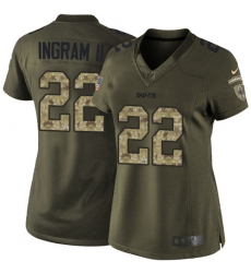 Women's Nike New Orleans Saints #22 Mark Ingram Elite Green Salute to Service NFL Jersey