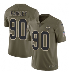 Youth Nike New Orleans Saints #90 Nick Fairley Limited Olive 2017 Salute to Service NFL Jersey