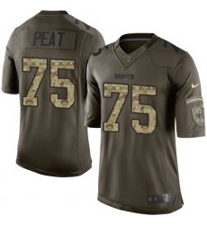 Men's Nike New Orleans Saints #75 Andrus Peat Elite Green Salute to Service NFL Jersey