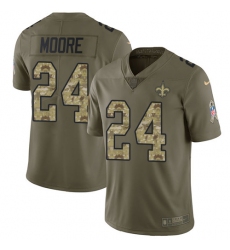 Youth Nike New Orleans Saints #24 Sterling Moore Limited Olive/Camo 2017 Salute to Service NFL Jersey