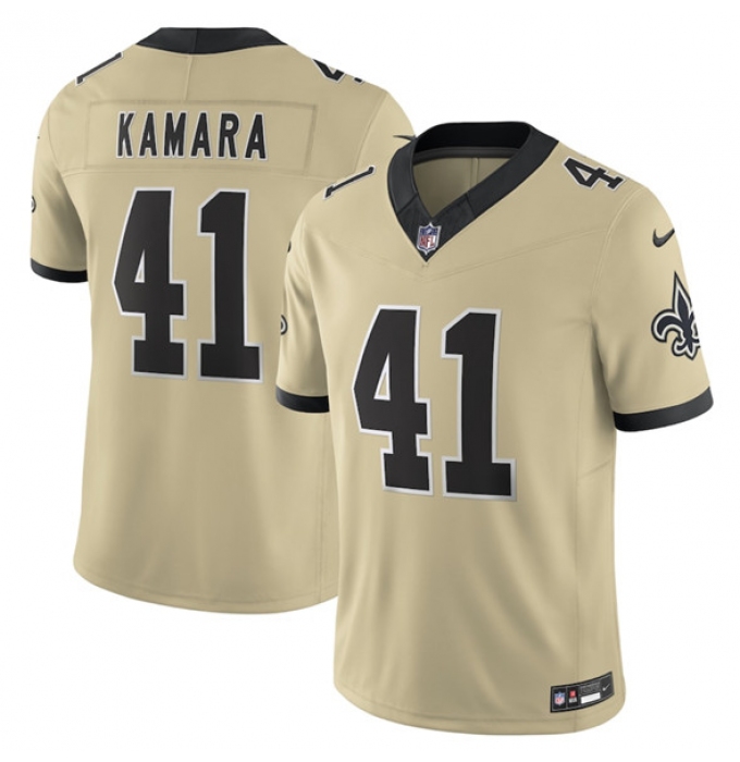 Men's New Orleans Saints #41 Alvin Kamara Gold 2025 F.U.S.E. Alternate Vapor Limited Football Stitched Jersey
