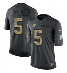 Youth Nike New York Giants #5 Davis Webb Limited Black 2016 Salute to Service NFL Jersey