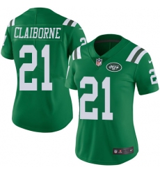 Women's Nike New York Jets #21 Morris Claiborne Limited Green Rush Vapor Untouchable NFL Jersey