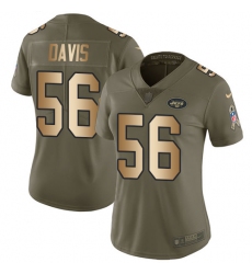 Women's Nike New York Jets #56 DeMario Davis Limited Olive/Gold 2017 Salute to Service NFL Jersey