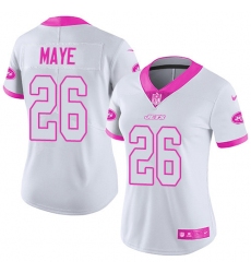 Women's Nike New York Jets #26 Marcus Maye Limited White/Pink Rush Fashion NFL Jersey