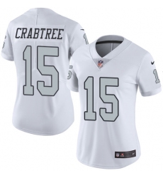 Women's Nike Oakland Raiders #15 Michael Crabtree Limited White Rush Vapor Untouchable NFL Jersey
