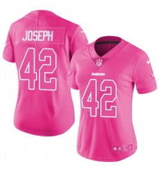 Women's Nike Oakland Raiders #42 Karl Joseph Limited Pink Rush Fashion NFL Jersey