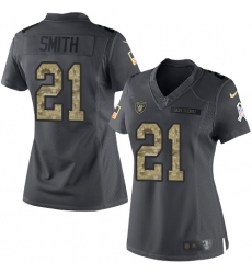 Women's Nike Oakland Raiders #21 Sean Smith Limited Black 2016 Salute to Service NFL Jersey