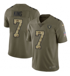 Youth Nike Oakland Raiders #7 Marquette King Limited Olive/Camo 2017 Salute to Service NFL Jersey