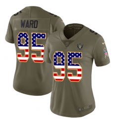 Women's Nike Oakland Raiders #95 Jihad Ward Limited Olive/USA Flag 2017 Salute to Service NFL Jersey