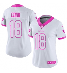 Women's Nike Oakland Raiders #18 Connor Cook Limited White/Pink Rush Fashion NFL Jersey