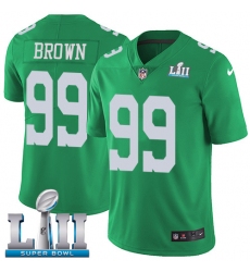 Men's Nike Philadelphia Eagles #99 Jerome Brown Limited Green Rush Vapor Untouchable Super Bowl LII NFL Jersey