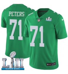 Men's Nike Philadelphia Eagles #71 Jason Peters Limited Green Rush Vapor Untouchable Super Bowl LII NFL Jersey
