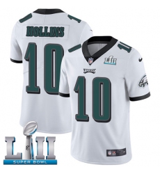 Youth Nike Philadelphia Eagles #10 Mack Hollins White Vapor Untouchable Limited Player Super Bowl LII NFL Jersey