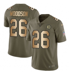 Youth Nike Pittsburgh Steelers #26 Rod Woodson Limited Olive/Gold 2017 Salute to Service NFL Jersey