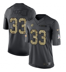 Youth Nike Pittsburgh Steelers #33 Merril Hoge Limited Black 2016 Salute to Service NFL Jersey
