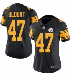 Women's Nike Pittsburgh Steelers #47 Mel Blount Limited Black Rush Vapor Untouchable NFL Jersey