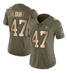 Women's Nike Pittsburgh Steelers #47 Mel Blount Limited Olive/Gold 2017 Salute to Service NFL Jersey
