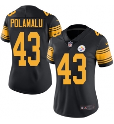 Women's Nike Pittsburgh Steelers #43 Troy Polamalu Elite Black Rush Vapor Untouchable NFL Jersey