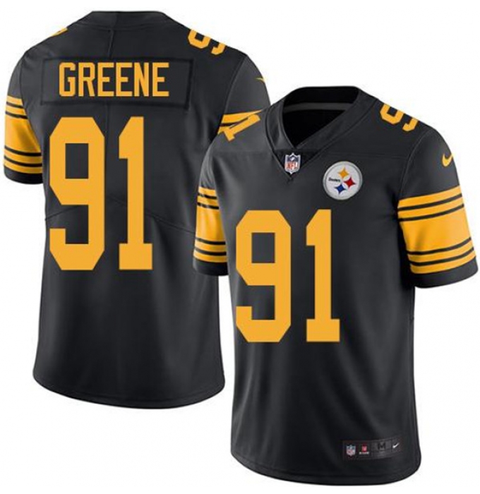 Men's Pittsburgh Steelers #91 Kevin Greene Black Color Rush Limited Stitched Jersey