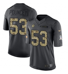 Youth Nike Pittsburgh Steelers #53 Maurkice Pouncey Limited Black 2016 Salute to Service NFL Jersey