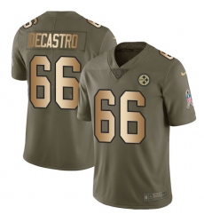 Men's Nike Pittsburgh Steelers #66 David DeCastro Limited Olive/Gold 2017 Salute to Service NFL Jersey